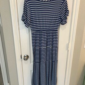 Blue and White Striped Dress